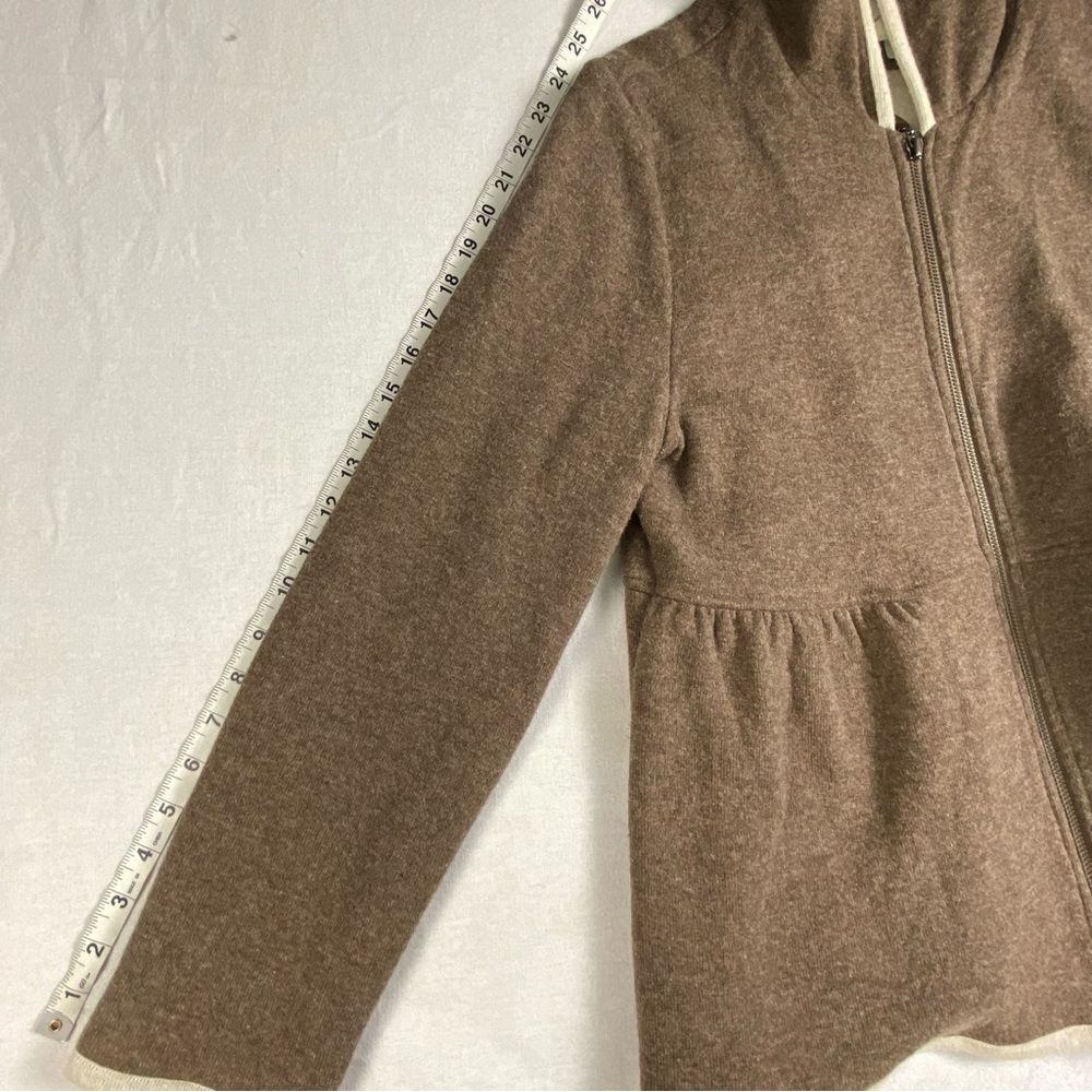 J. Jill‎ Brown Cotton Wool Hooded Zip Sweater Jacket Peplum Pockets M - Picture 10 of 13